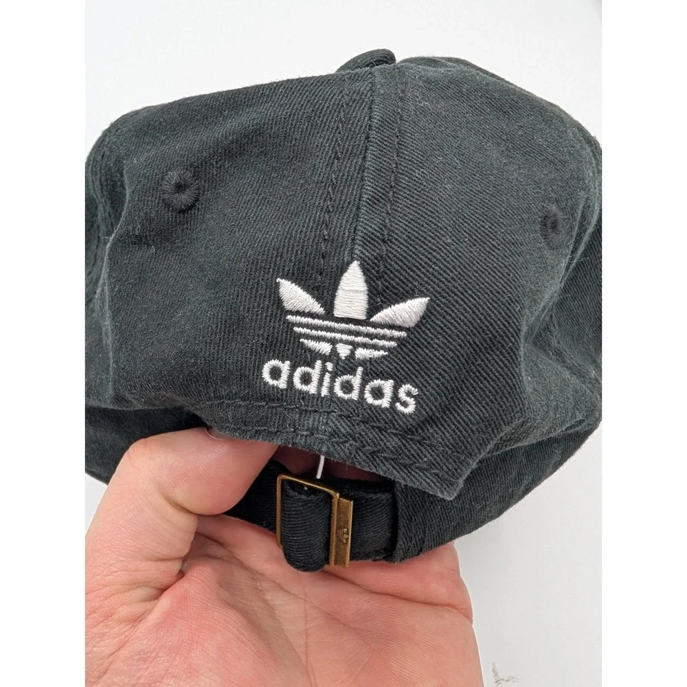 Adidas Originals Hat Cap Strap Back Black White Trefoil Embroidered Dad Hat Mens